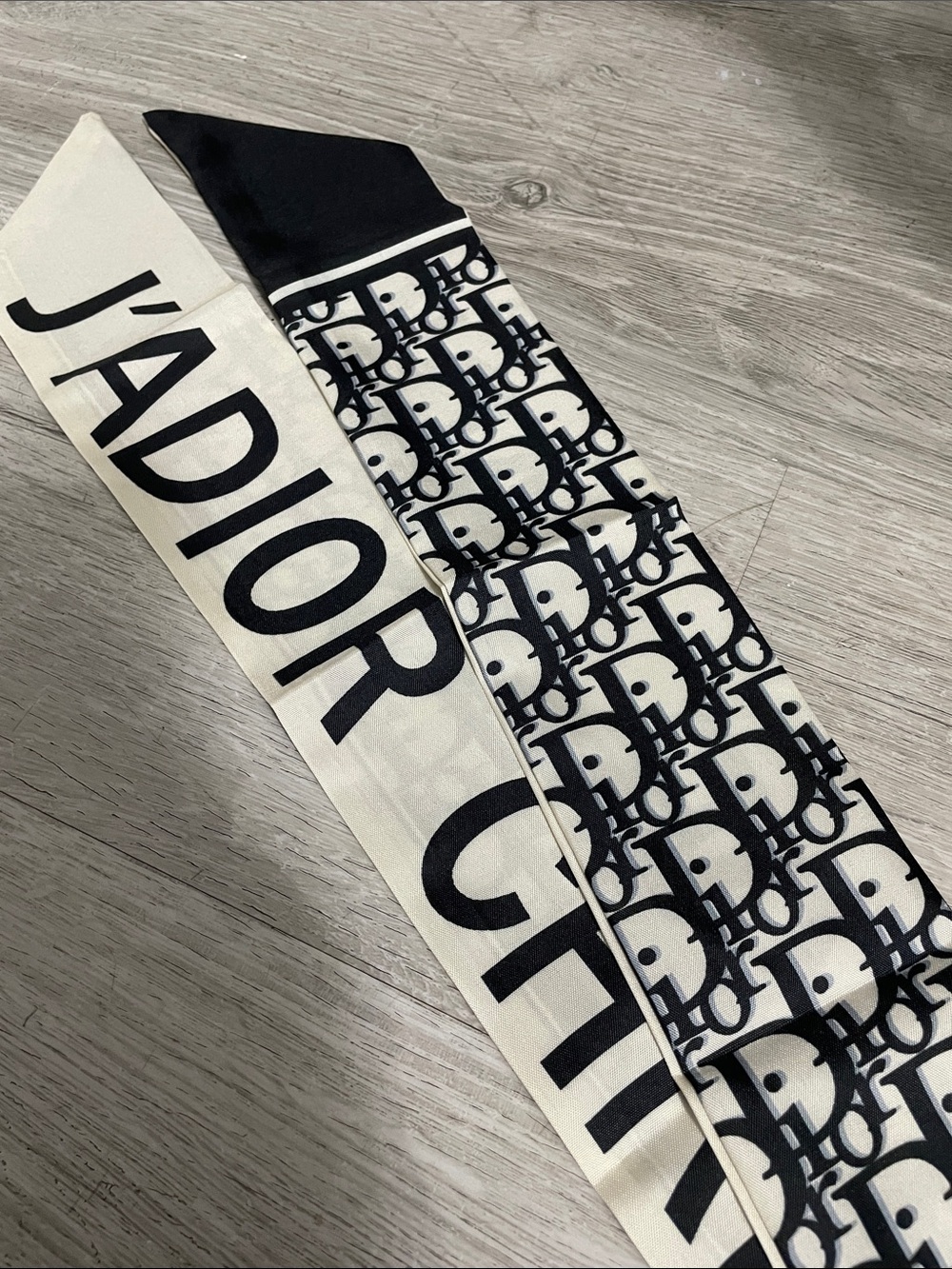 Dior Black & White J'ADIOR Silk Twilly Scarf